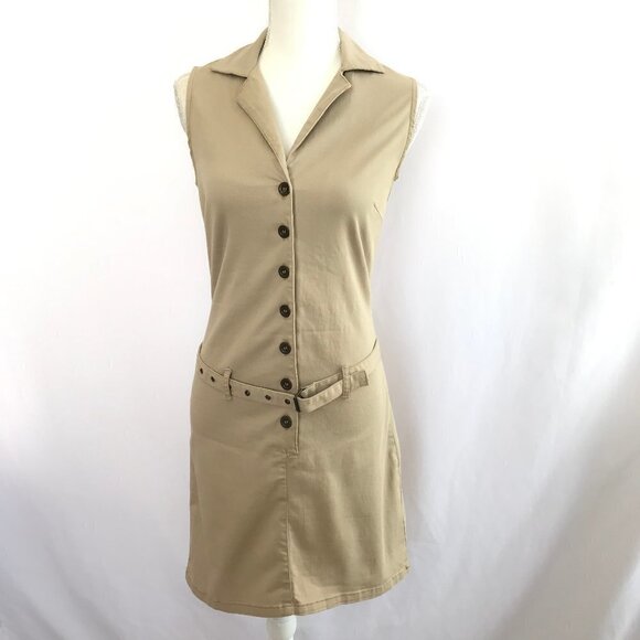 G-dresses Tan Button Down Sleeveless Dress - Picture 1 of 8